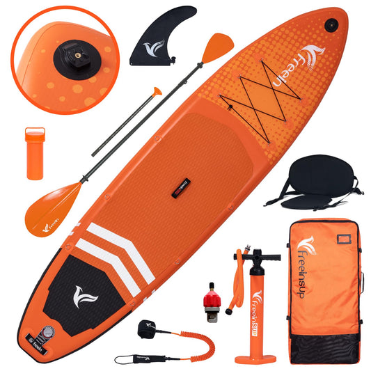 Freein Aufblasbares SUP Board 335x84x15cm mit Kajaksitz & Paddel – ISUP Set für Erwachsene inkl. Pumpe & Adapter