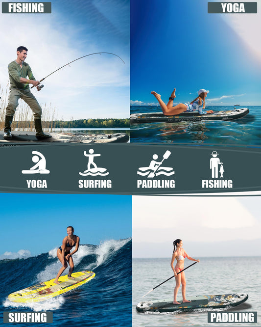 A&BBOARD 335x88cm Aufblasbares SUP mit Zubehör – Pumpe, Rucksack, Paddel – Stabiles Paddleboard für alle Könnensstufen